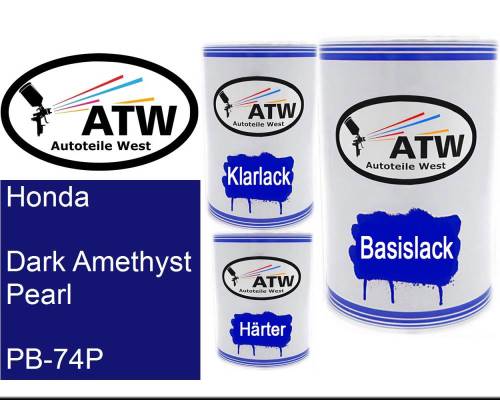 Honda, Dark Amethyst Pearl, PB-74P: 500ml Lackdose + 500ml Klarlack + 250ml Härter - Set, von ATW Autoteile West.